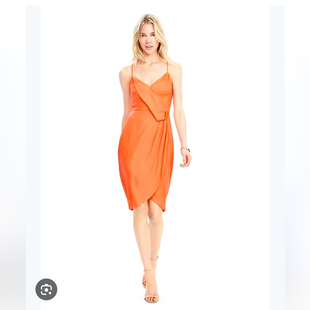 BANANA REPUBLIC Drape Front Silky Spaghetti Strap Midi Dress, Size 8